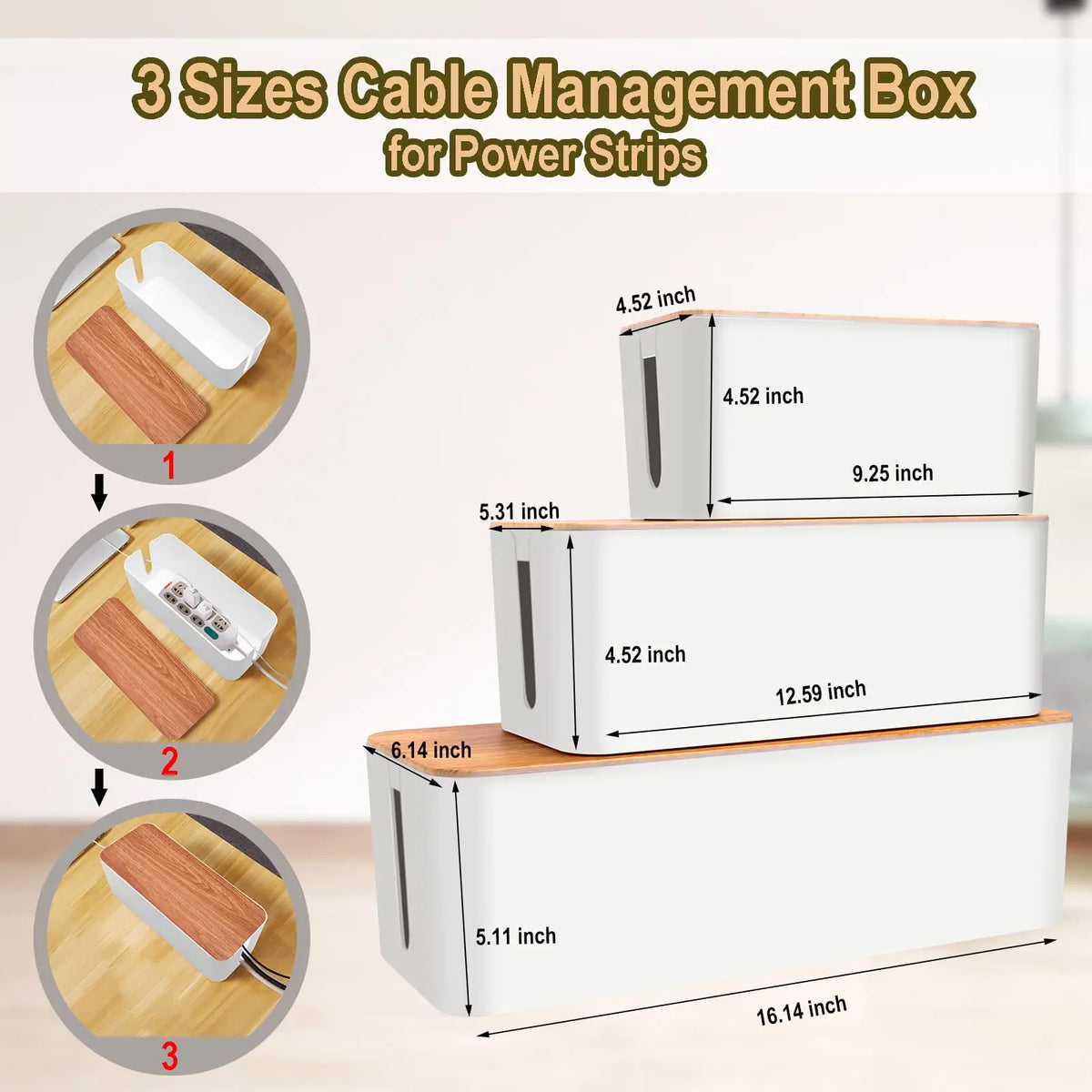 Zavique Cable Management Box for Power Strips & Cords