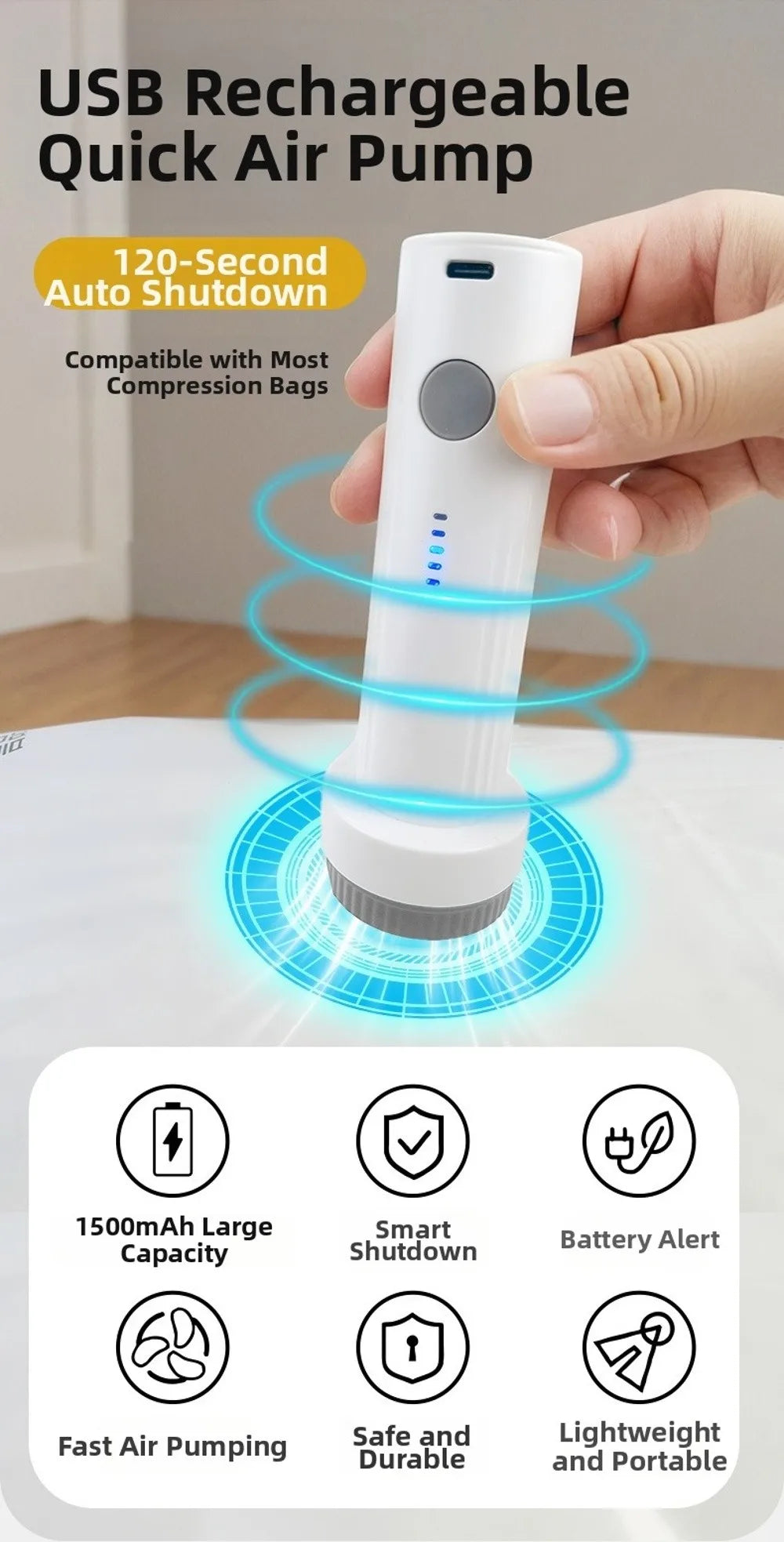 Zavique USB Rechargeable Vacuum Storage Pump