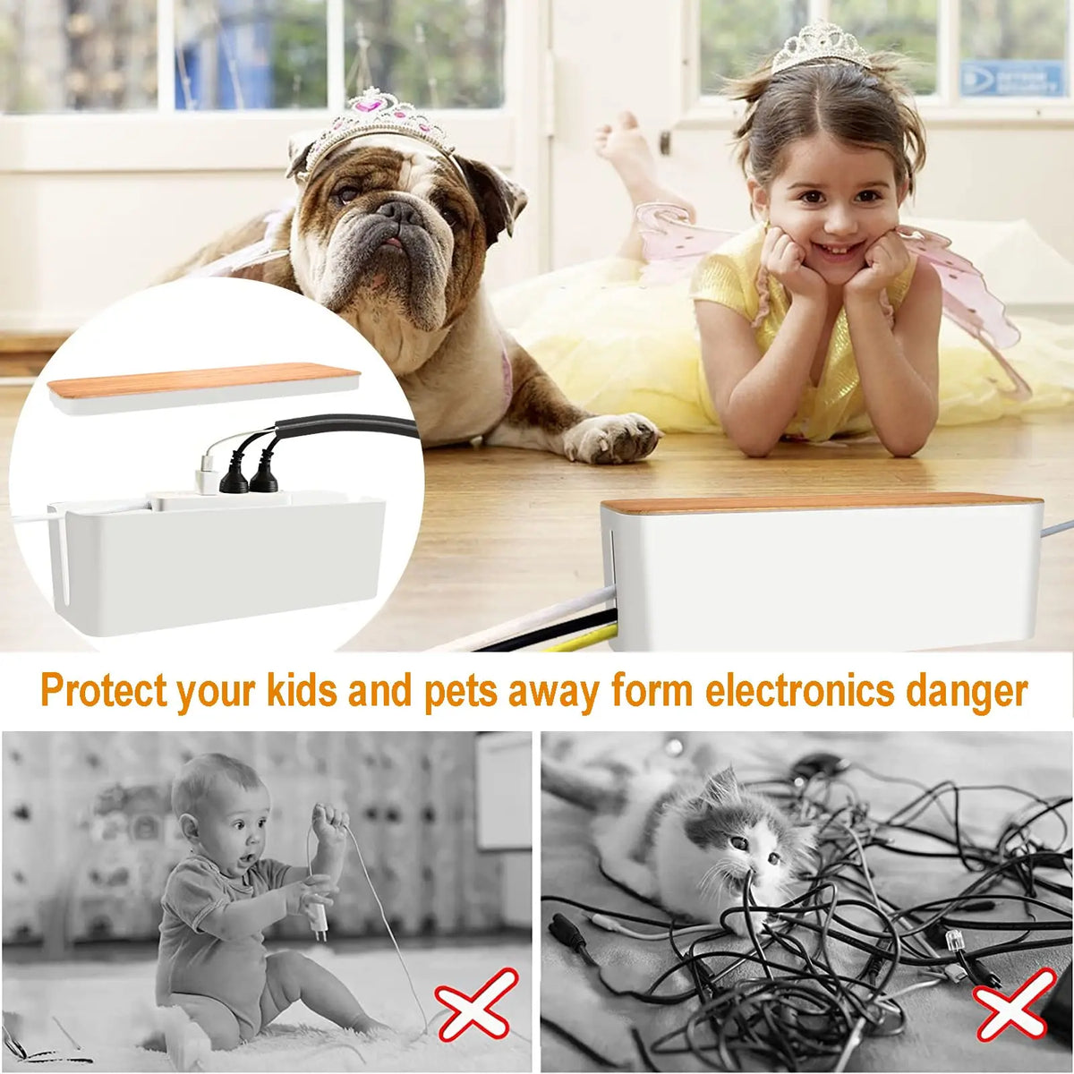 Zavique Cable Management Box for Power Strips & Cords